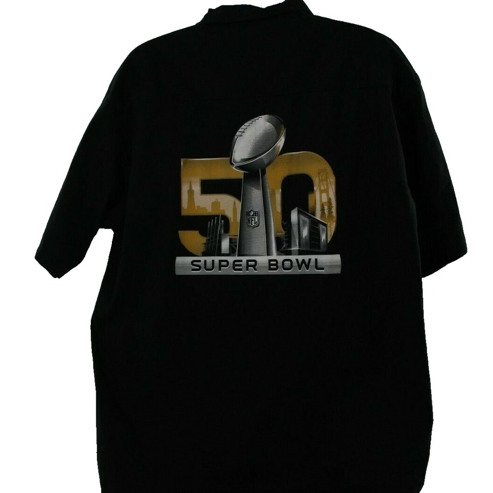 NFL 50 Super Bowl Men's 2XL Button‎ Up Mechanic Shirt